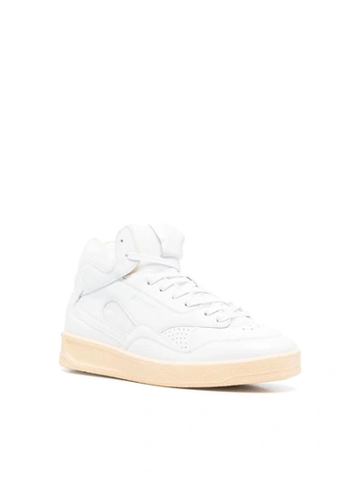 Shop Jil Sander Low Cut Sneakers With Towel Effect Shoes In White