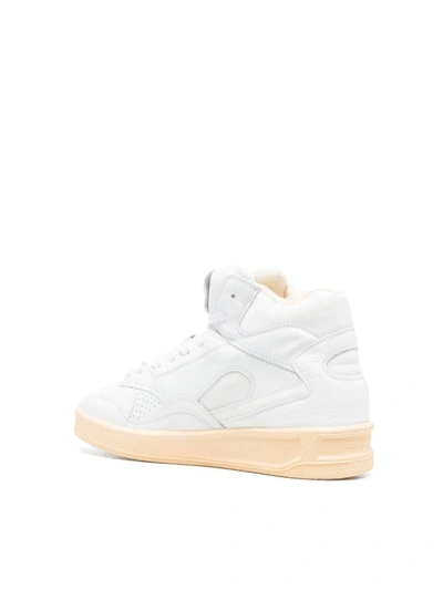 Shop Jil Sander Low Cut Sneakers With Towel Effect Shoes In White
