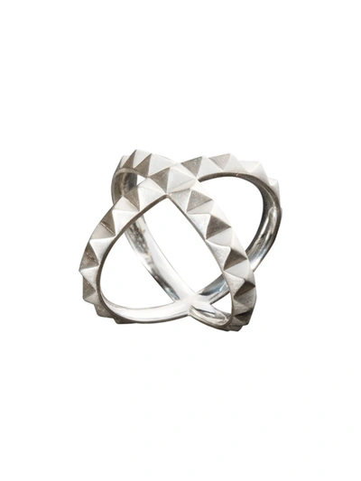 Shop Leony Ring Crossed Band Accessories In Metallic