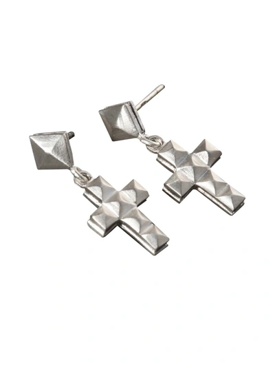 Shop Leony Earring Small Cross With Stud Accessories In Metallic