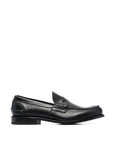 Premiata Grained Texture Leather Penny Loafers In Black