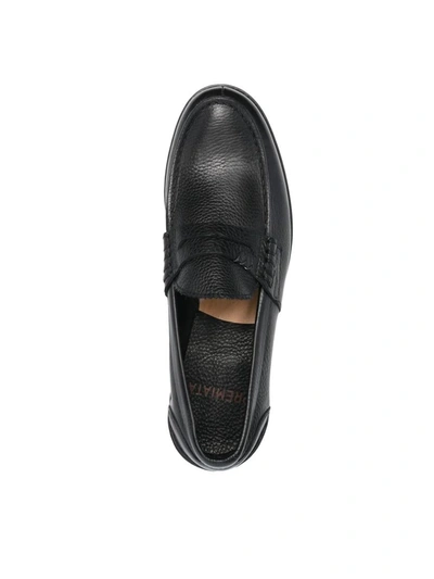Premiata Grained Texture Leather Penny Loafers In Black
