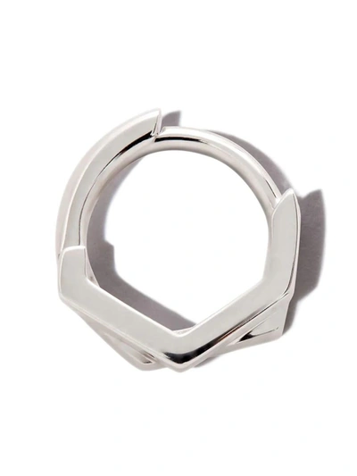 Repossi 18kt White Gold Antifer Two-row Single Hoop Earring In White Gold