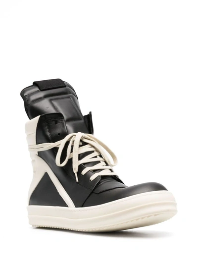 Shop Rick Owens Geobasket Leather Sneakers Shoes In Black