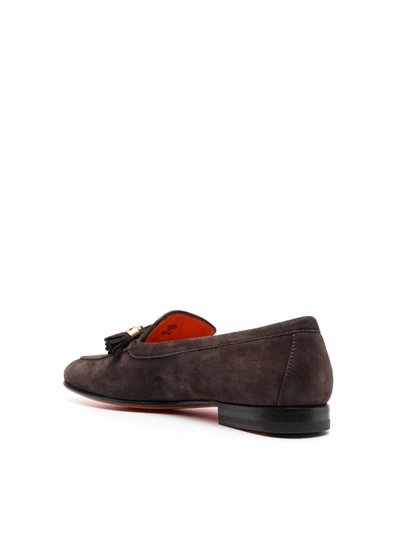 Shop Santoni Grandin Loafers Shoes In Brown