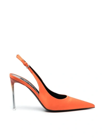 Shop Sergio Rossi Slingback 95 Shoes In Yellow &amp; Orange
