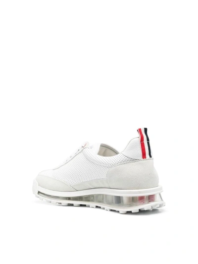 Shop Thom Browne Tech Runner With Rwb Lace Loops On Clear Sole Shoes In White