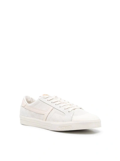 Shop Tom Ford Suede Low Top Sneakers Shoes In White