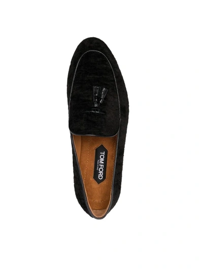 Shop Tom Ford Velvet Loafers Shoes In Black