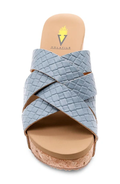 Volatile Newport Crisscross Platform Slide Sandal In Denim