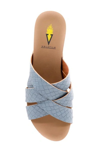 Volatile Newport Crisscross Platform Slide Sandal In Denim