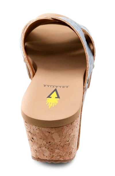 Volatile Newport Crisscross Platform Slide Sandal In Denim