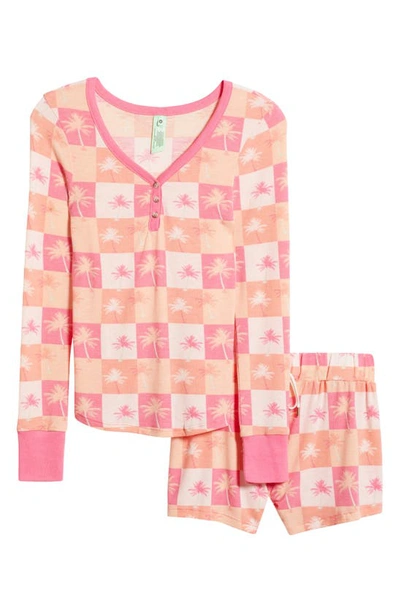 Shop Honeydew Intimates Knit Long Sleeve Short Pajamas In Sweet Pea Check