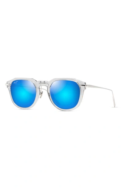 Shop Maui Jim Alika 49mm Polarizedplus2® Round Sunglasses In Crystal W/ Dark Gunmetal
