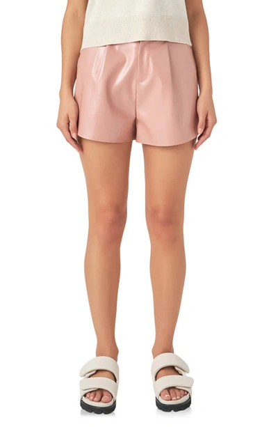 Shop Grey Lab Shiny Faux Leather Shorts In Dusty Rose