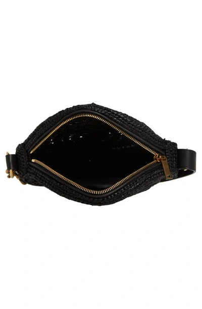 Shop Saint Laurent Woven Raffia Round Camera Bag In Noir/ Noir