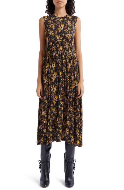 Shop Ulla Johnson Clea Floral Print Sleeveless Midi Dress In Maple