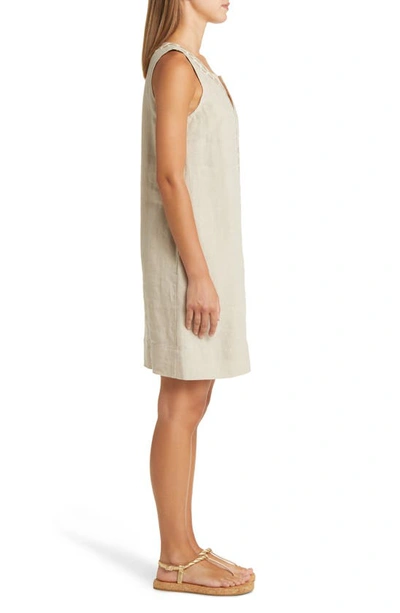 Shop Tommy Bahama Geo Embroidered Linen Shift Dress In Natural