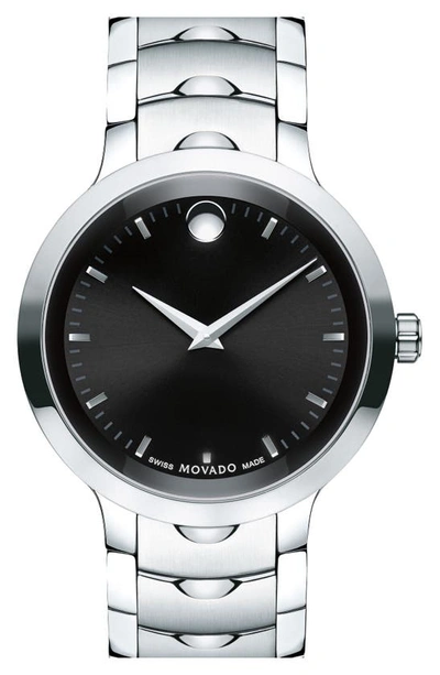 Shop Movado 'luno' Bracelet Watch, 40mm In Silver/ Black