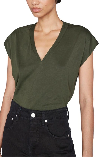 Frame Le High Rise V-neck Organic Pima Cotton T-shirt In Surplus
