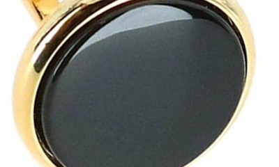 Trafalgar Sutton Genuine Onyx Formal Set (cufflinks & Tuxedo Studs) In 24 Karat Gold And Genuine Onyx