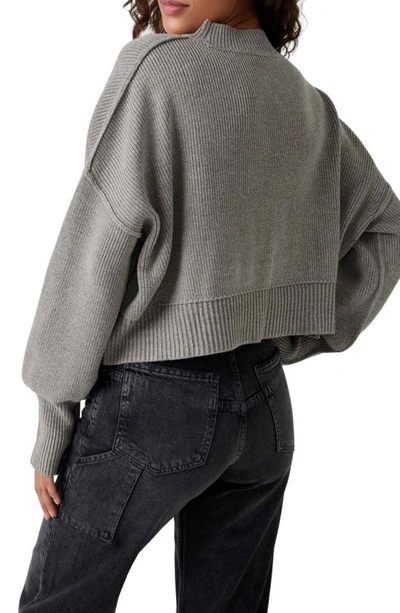 Free People Easy Street Crop Pullover In Heather Grey