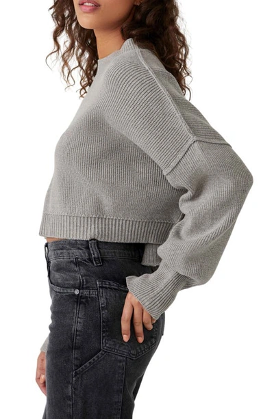 Free People Easy Street Crop Pullover In Heather Grey