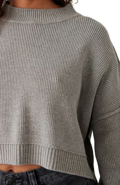 Free People Easy Street Crop Pullover In Heather Grey