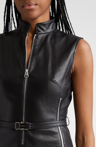 Shop Miaou Scout Zip Detail Faux Leather Minidress In Black