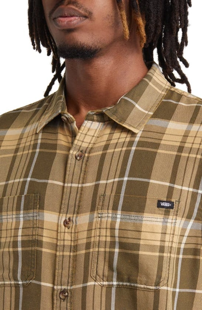 Shop Vans Peddington Plaid Button-up Shirt In Grape Leaf/ Taos Taupe