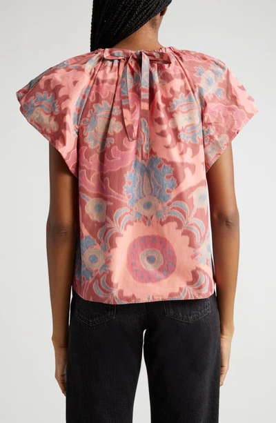 Shop Ulla Johnson Flo Ruched Puff Sleeve Crop Top In Passionflower