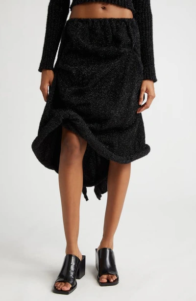 Shop A. Roege Hove Laura Draped Metallic Rib Knit Skirt In Black