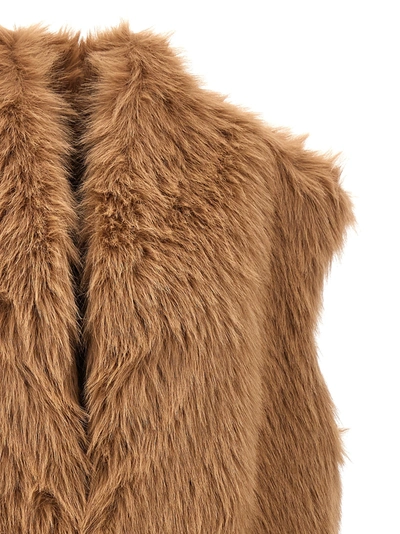 Shop Nude Eco Fur Vest Gilet In Beige