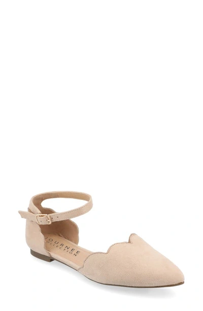 Shop Journee Collection Lana Ankle Strap Flat In Light Beige