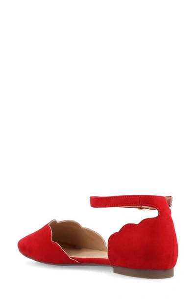Journee Collection Womens Lana Buckle Pointed Toe Ballet Flats In Red