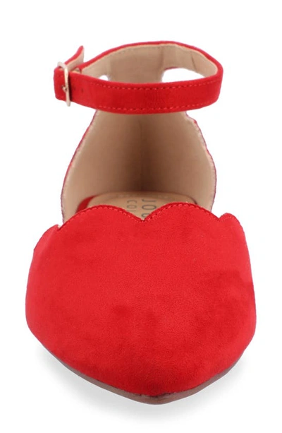 Journee Collection Womens Lana Buckle Pointed Toe Ballet Flats In Red