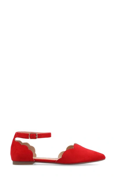 Journee Collection Womens Lana Buckle Pointed Toe Ballet Flats In Red