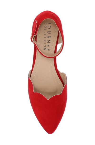 Journee Collection Womens Lana Buckle Pointed Toe Ballet Flats In Red