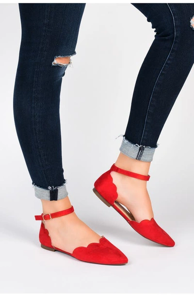 Shop Journee Collection Lana Ankle Strap Flat In Red