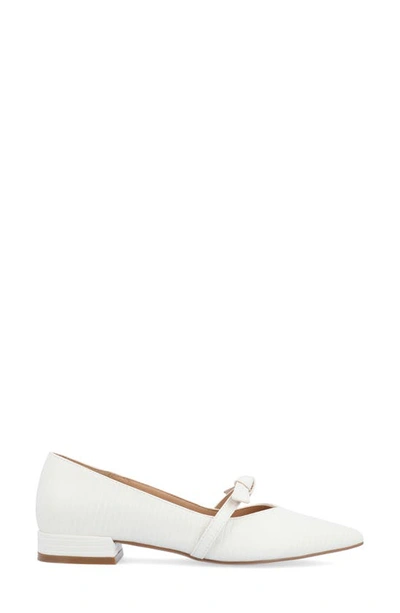 Journee Collection Women's Cait Bow Mary Jane Pointed Toe Flats In White