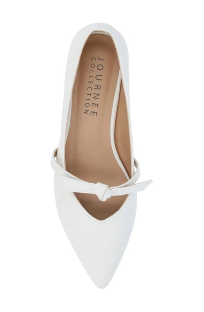 Journee Collection Women's Cait Bow Mary Jane Pointed Toe Flats In White