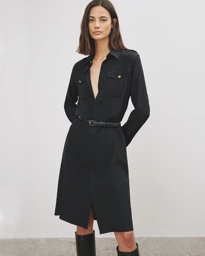 Shop Nili Lotan Adelaide Silk Shirt Dress In Black