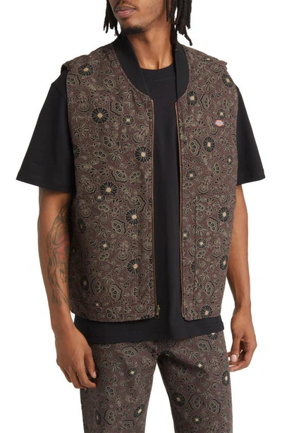 Shop Dickies Ellis Floral Reversible Vest In Floral On Canvas Dark Base