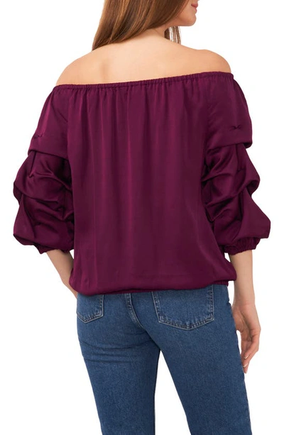 Vince Camuto Women's Off The Shoulder Bubble-sleeve Tie-front Top In Pickled Beet