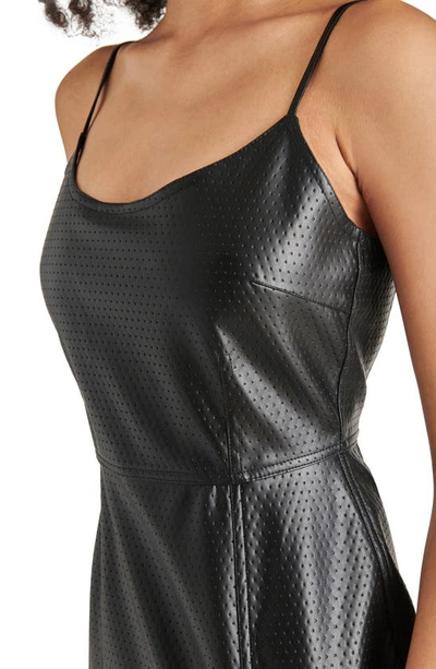 Shop Steve Madden Giselle Perforated Faux Leather Dress In Black