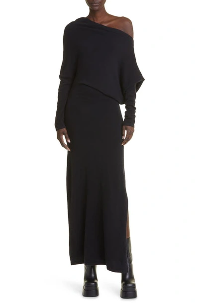Shop Altuzarra Kasos One-shoulder Cashmere Knit Dress In Black