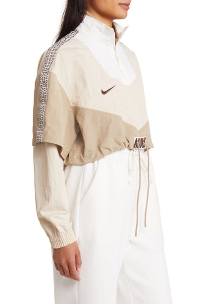 Shop Nike Sportswear Water Repellent Crop Tracksuit Jacket In Sand Drift/ Khaki/ Sail/ Brown