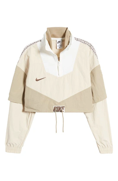 Shop Nike Sportswear Water Repellent Crop Tracksuit Jacket In Sand Drift/ Khaki/ Sail/ Brown