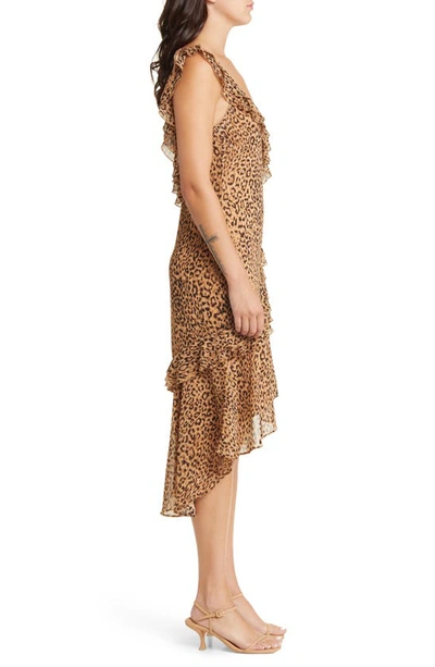 Shop Charles Henry Tiered Ruffle Dress In Leopard