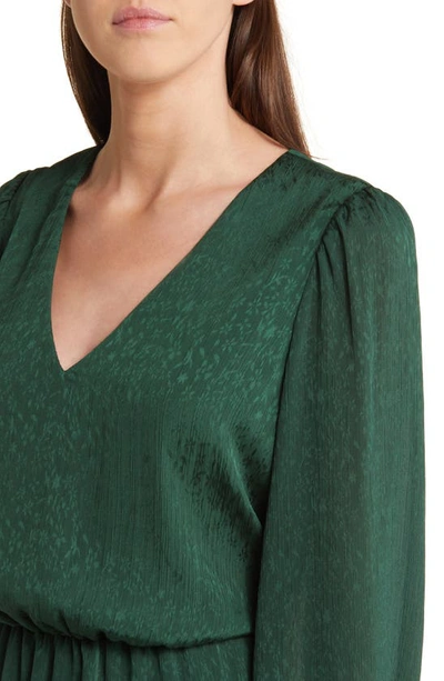 Shop Charles Henry Floral Long Sleeve Dress In Forest Green